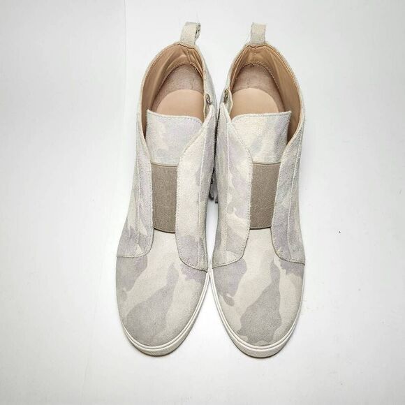 Linea Paolo Suede Camouflage Wedge Shoes US 8 Athletic Sneaker Tan Platform - Picture 2 of 8